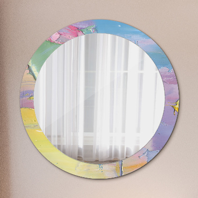 Miroir rond avec décoration Texture de peinture à l'huile