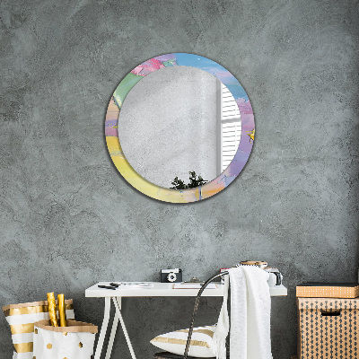 Miroir rond avec décoration Texture de peinture à l'huile