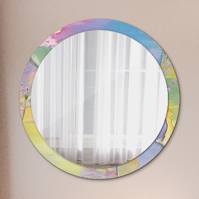 Miroir rond avec décoration Texture de peinture à l'huile