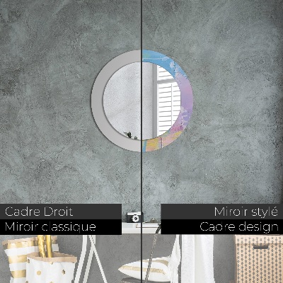 Miroir rond avec décoration Texture de peinture à l'huile