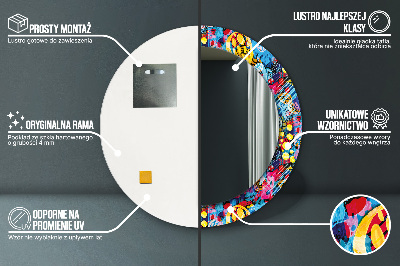 Miroir rond imprimé Gribouillages colorés