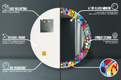 Miroir rond imprimé Gribouillages colorés