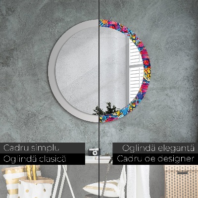 Miroir rond imprimé Gribouillages colorés