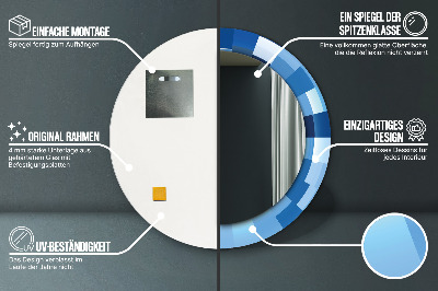 Miroir rond avec décoration Abstrait bleu