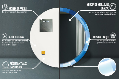 Miroir rond avec décoration Abstrait bleu