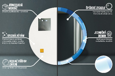 Miroir rond avec décoration Abstrait bleu
