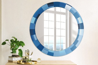 Miroir rond avec décoration Abstrait bleu
