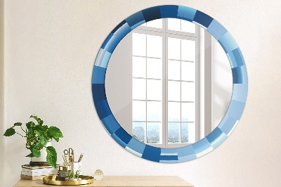 Miroir rond avec décoration Abstrait bleu