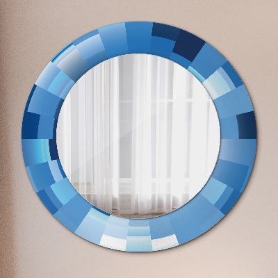 Miroir rond avec décoration Abstrait bleu