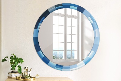 Miroir rond avec décoration Abstrait bleu