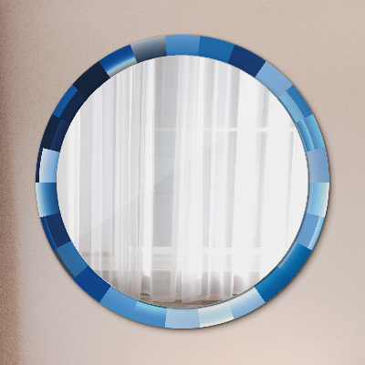 Miroir rond avec décoration Abstrait bleu