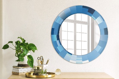 Miroir rond avec décoration Abstrait bleu