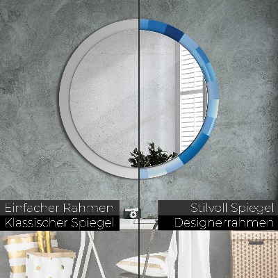 Miroir rond avec décoration Abstrait bleu