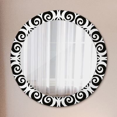 Miroir rond avec décoration Ornement géométrique noir