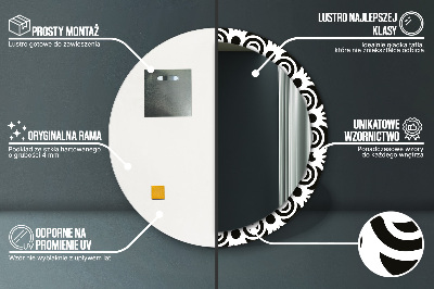 Miroir rond avec décoration Ornement géométrique noir