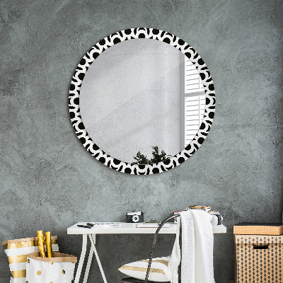 Miroir rond avec décoration Ornement géométrique noir