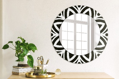 Miroir rond avec décoration Ornement géométrique noir