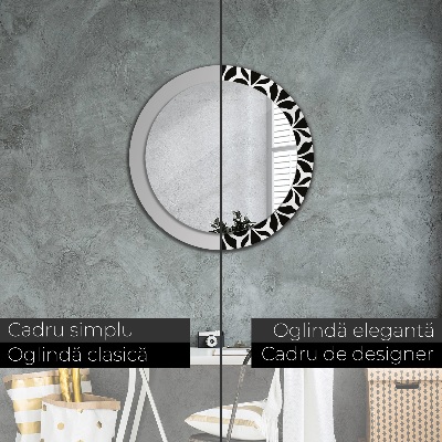 Miroir rond avec décoration Ornement géométrique noir