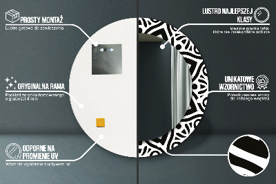 Miroir rond avec décoration Ornement géométrique noir