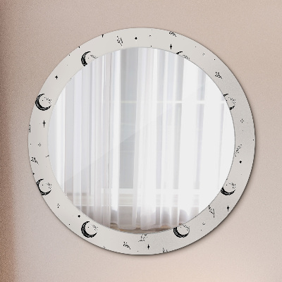 Miroir rond imprimé Plantes à fleurs griffonnées