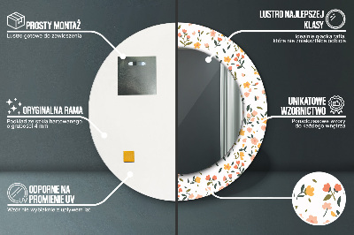 Miroir rond imprimé Petites fleurs douces