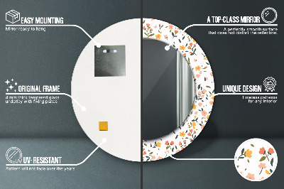 Miroir rond imprimé Petites fleurs douces