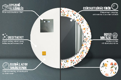 Miroir rond imprimé Petites fleurs douces