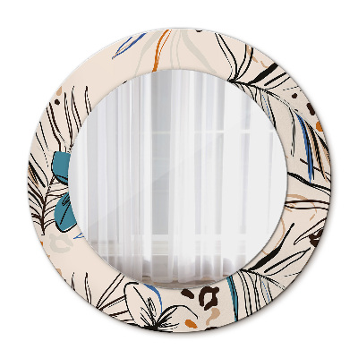 Miroir rond avec décoration Motifs de fleurs de la jungle