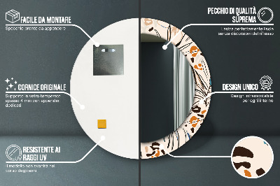 Miroir rond avec décoration Motifs de fleurs de la jungle