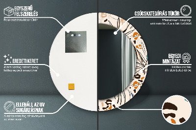 Miroir rond avec décoration Motifs de fleurs de la jungle