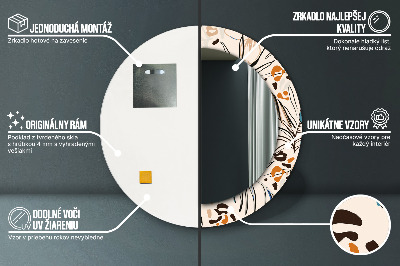 Miroir rond avec décoration Motifs de fleurs de la jungle