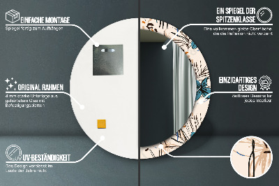 Miroir rond avec décoration Motifs de fleurs de la jungle