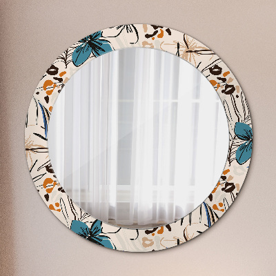 Miroir rond avec décoration Motifs de fleurs de la jungle