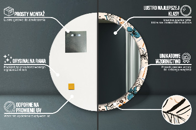 Miroir rond avec décoration Motifs de fleurs de la jungle