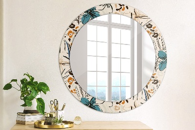 Miroir rond avec décoration Motifs de fleurs de la jungle