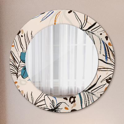Miroir rond avec décoration Motifs de fleurs de la jungle