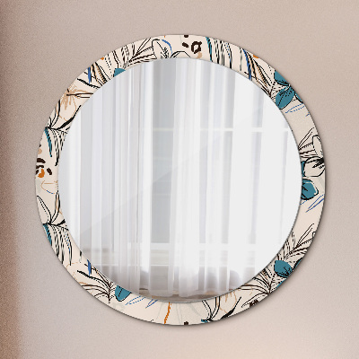 Miroir rond avec décoration Motifs de fleurs de la jungle