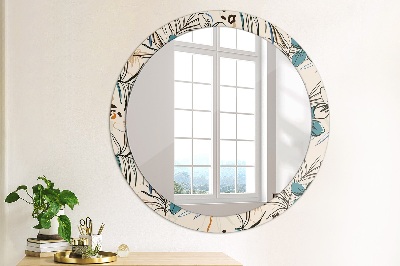 Miroir rond avec décoration Motifs de fleurs de la jungle