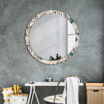 Miroir rond avec décoration Motifs de fleurs de la jungle
