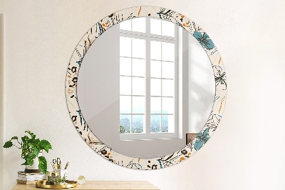 Miroir rond avec décoration Motifs de fleurs de la jungle