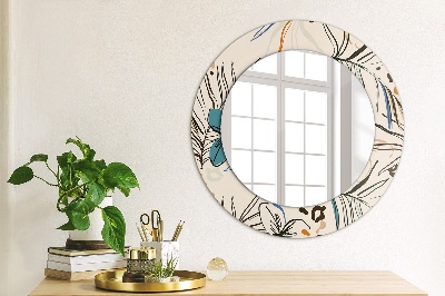 Miroir rond avec décoration Motifs de fleurs de la jungle