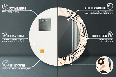 Miroir rond avec décoration Motifs de fleurs de la jungle