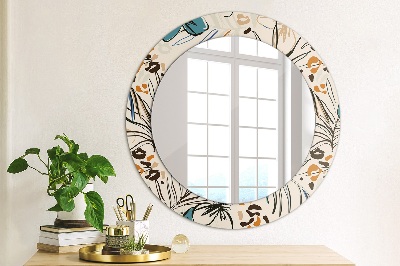 Miroir rond avec décoration Motifs de fleurs de la jungle