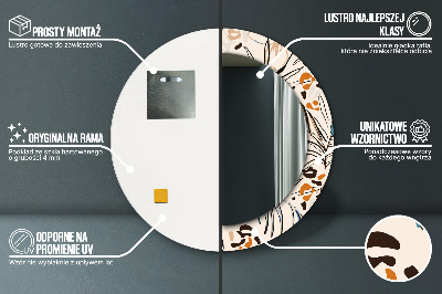 Miroir rond avec décoration Motifs de fleurs de la jungle