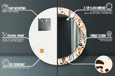 Miroir rond avec décoration Motifs de fleurs de la jungle