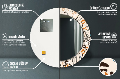 Miroir rond avec décoration Motifs de fleurs de la jungle