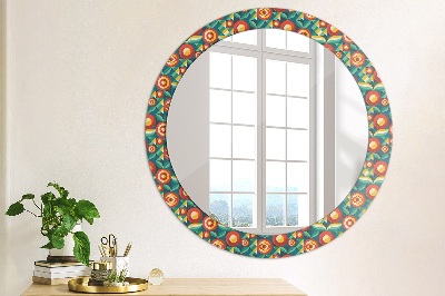 Miroir rond imprimé Fruits et feuilles géométriques
