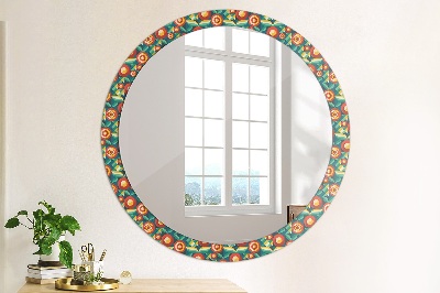 Miroir rond imprimé Fruits et feuilles géométriques