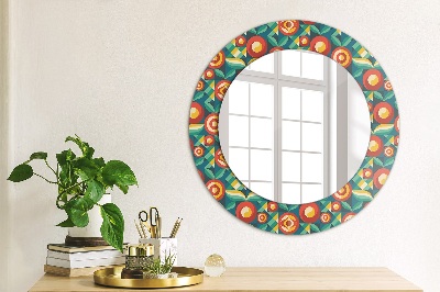 Miroir rond imprimé Fruits et feuilles géométriques