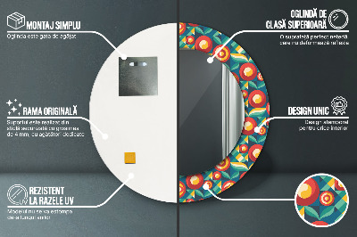 Miroir rond imprimé Fruits et feuilles géométriques